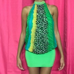 Neon pistachio mini dress